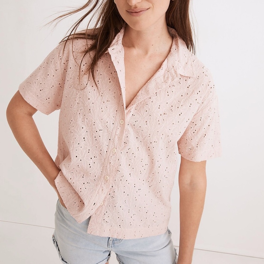 Madewell Eyelet Lace Beachside Shirt in Dream-On Daisies Size Small